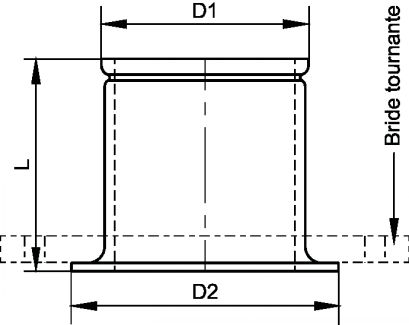 Collet ISO rainuré pour bride tournante - Schéma