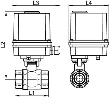 Vanne 2 pièces F/F avec actionneur électrique IP65 - Schéma