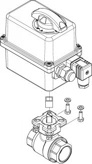 Vanne 2 pièces F/F avec actionneur électrique IP66 - Eclaté