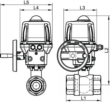 Vanne 2 pièces F/F avec actionneur électrique ATEX