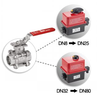 Vanne 3 pièces SW avec actionneur électrique IP66