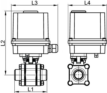 Vanne 3 pièces BW avec actionneur électrique IP65 - Schéma