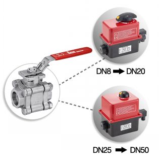 Vanne 3 pièces SW avec actionneur électrique IP66