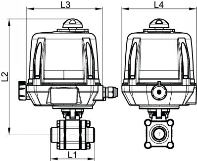 Vanne à boule 3 pièces BW avec actionneur électrique IP68 - Schéma
