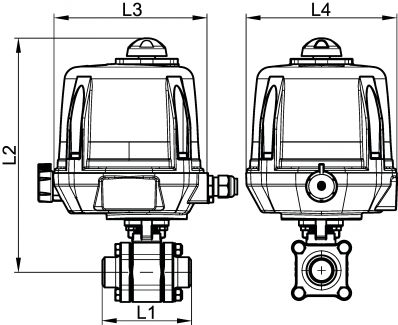 Vanne 3 pièces BW avec actionneur électrique ATEX - Schéma