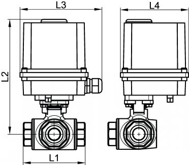 Vanne 3 voies F/F/F - actionneur électrique IP65 - Schéma