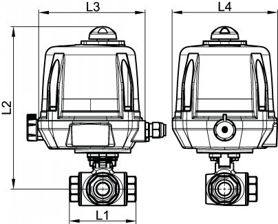 Vanne 3 voies F/F/F - actionneur électrique IP66 - Schéma