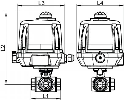 Vanne 3 voies F/F/F - actionneur électrique IP68 - Schéma