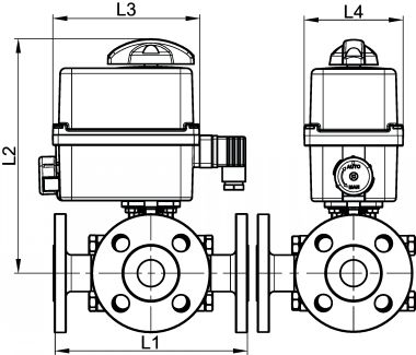 Vanne 3 voies à brides - actionneur électrique - Schéma