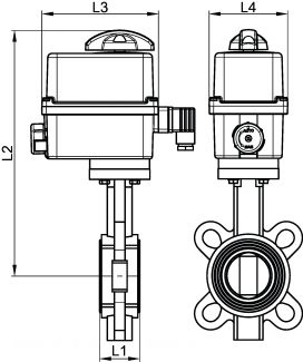Vanne papillon avec actionneur électrique IP66 Failsafe - Schéma