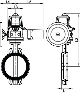 Butterfly valve with cast iron body - stainless steel butterfly - silicone gasket (58414) with failsafe ip68 electric actuator (50845) (Schema #3)