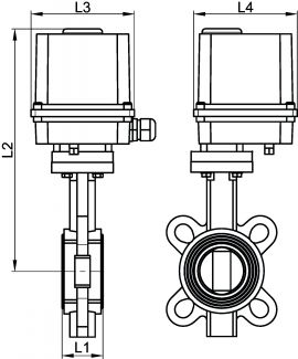 Vanne papillon avec actionneur électrique IP65 - Schéma