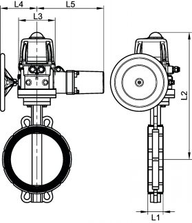 Butterfly valve with stainless steel body and butterfly - fkm gasket (58423) with ip68 electric actuator (50844) (Schema #3)