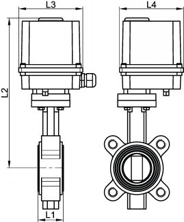 Vanne papillon avec actionneur électrique IP65 - Schéma