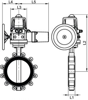 Vanne papillon à oreilles taraudées corps fonte - papillon inox - joint nbr avec actionneur électrique ip68 failsafe (Diagrama #3)