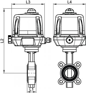 Vanne papillon avec actionneur électrique IP68 - Schéma