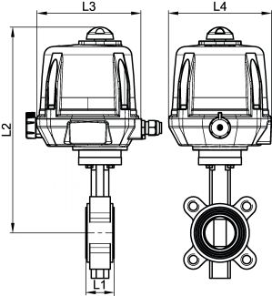 Vanne papillon avec actionneur électrique IP68 - Schéma