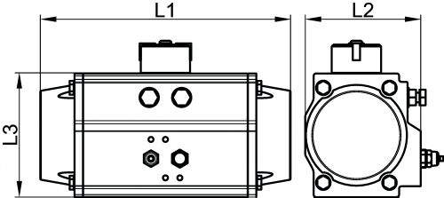 Vérin pneumatique aluminium 1/4 de tour (90°) - Schéma