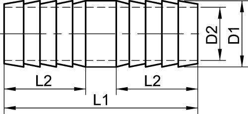 Adaptateur cylindrique cannelé / cannelé - Schéma