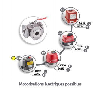 Vanne 3 voies à brides avec platine ISO - motorisations électriques