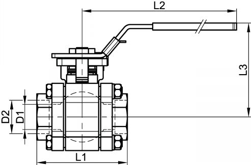 Vanne 3 pièces à souder SW avec platine ISO - Schéma