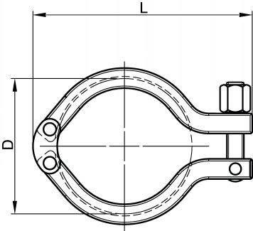 Collier clamp double articulation avec écrou hexagonal - Schéma