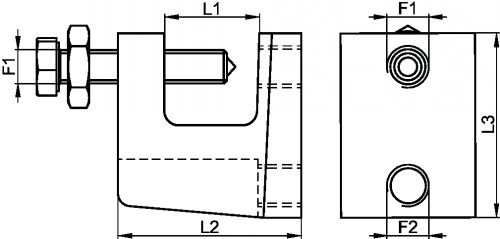 Pince de fixation pour poutre métallique inox | réf : 672181 - Schéma