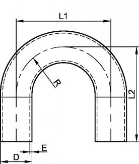 180º welding bend - stainless steel 316l (Schema)