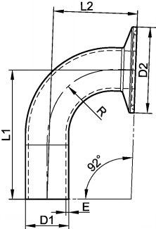 Coude 92° clamp / à souder (Schéma)