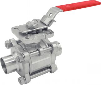 Welding sanitary 3-p ball valve - stainless steel cf3m