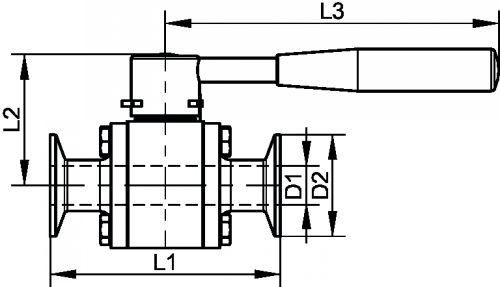 Vanne à boule 3 pièces aseptique clamp (Schéma)