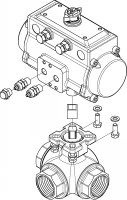 Vanne 3 voies F/F/F avec vérin pneumatique inox - Eclaté