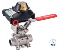 3 PIECES BALL VALVE WITH O/C POSITION SENSING - BUTT WELDING - FULL BORE - LOCKABLE HANDLE - STAINLESS STEEL 316 1000 LBS / PN63 - PASSAGE INTÉGRAL - POIGNÉE CADENASSABLE Inox 316 (Model : 58192D)