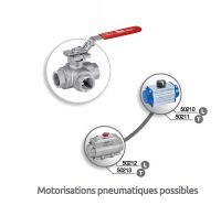 Vanne 3 voies taraudage Gaz avec platine ISO - motorisations pneumatiques