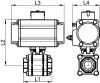 Vanne 3 pièces F/F avec vérin pneumatique alu - Schéma