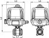 Vanne à boule 3 pièces F/F avec actionneur électrique ATEX IP68 positionneur - Schéma