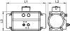 Vérin pneumatique aluminium 1/4 de tour (90°) - Schéma