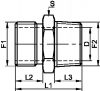 Adaptateur Mâle Gaz cylindrique ISO 228-1 / Mâle Gaz conique ISO7-1 - Schéma