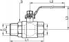 Vanne 2 pièces mâle / femelle Gaz - Schéma