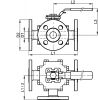 Vanne 3 voies à brides avec platine ISO - Schéma