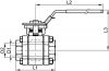 Vanne 3 pièces à souder SW avec platine ISO - Schéma