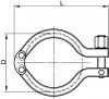 Collier clamp double articulation avec écrou hexagonal - Schéma