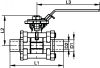 Welding sanitary 3-p ball valve - stainless steel cf3m (Schema)